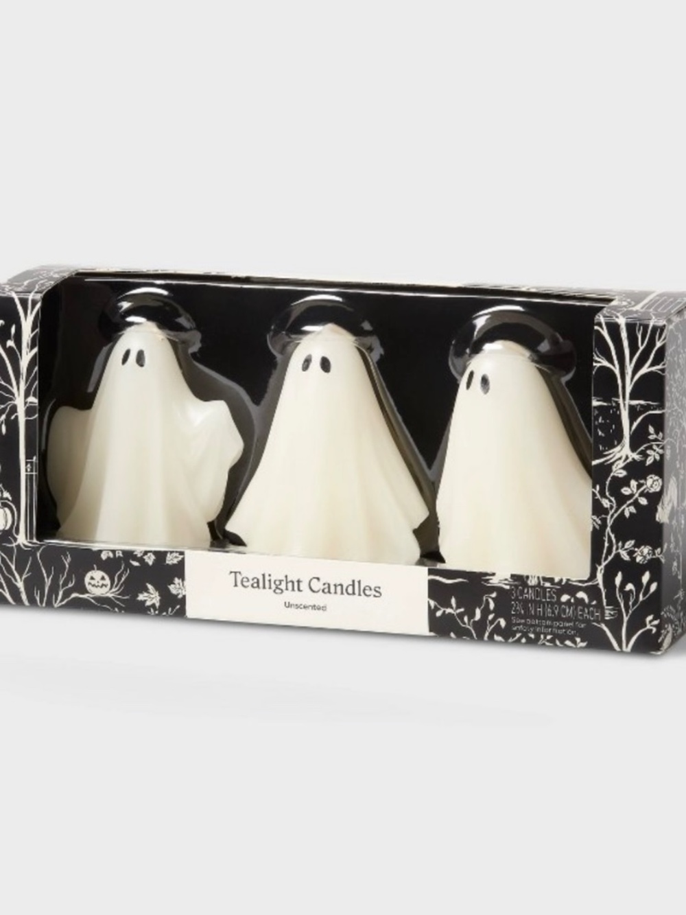3pk Figural Ghost Halloween Tealight Candles - Threshold